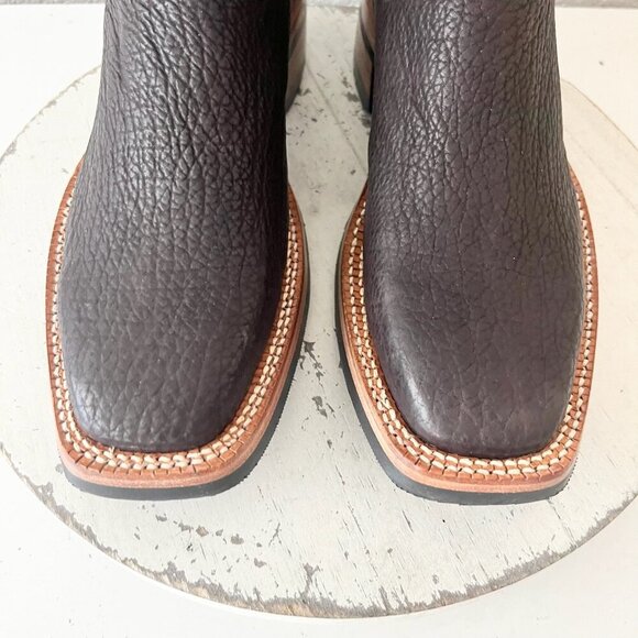 NEW Rod Patrick Mens Cowboy Boots 8B Dark Brown Shark Leather Western Square Toe - Picture 6 of 14